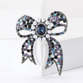 Large Crystal Bow Brooch With Pearl Border in Blue or Multicolor view 2