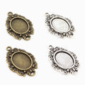 Floral Oval 10x14mm Cabochon Pendant Trays in Two Finishes view 1