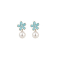 Pastel Flower Pearl Drop Stud Earrings Fashion Jewelry Accessory view 5