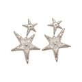 Silver Tone Double Star Crystal Drop Earrings Decorative Jewelry view 5