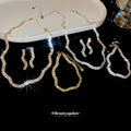 Wavy Rhinestone Necklace Bracelet Earring Three Piece Set view 1