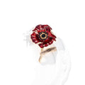 Red Gold Tone Poppy Flower Crystal Enamel Metal Brooch Pin 4.5 x 3.5 cm view 5