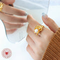 Irregular Sculptural Open Pearl Ring Gold Or Steel Finish view 3