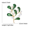 Enamel Leaf and Pearl Branch Brooch in 2 Color Styles view 7