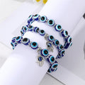 Silver Tone Blue Evil Eye Bead Stretch Bracelets in Two Sizes view 2