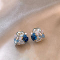 Blue Crystal Floral Cluster Stud Earrings Fashion Jewelry view 1