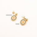 Enamel Daisy Drop Stud Earrings Gold Or Steel Tone view 2