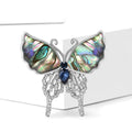 Iridescent Shell Wing Butterfly Brooch With Silver Crystal Tails view 2