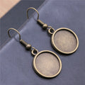 Round Cabochon Tray Dangle Earrings in Two Antique Finishes view 7