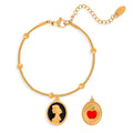 Reversible Cameo and Red Apple Medallion Bracelet in Gold Tone view 5