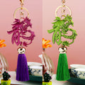 Openwork Chinese Dragon Character Keychains in Green and Purple plus Assorted Option view 3