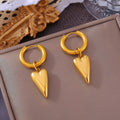 Huggie Hoop Heart Drop Earrings Titanium Steel Gold Or Steel view 2