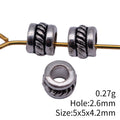 Antique Silver Metal Rope Ridge Large Hole Bead For Jewelry Making view 3