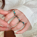 Gold Vintage Open Ring Square Blue Crystal Chain Band view 4
