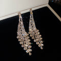 Crystal Waterfall Tassel Earrings in Gold and Silver view 6