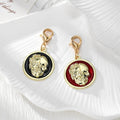 Gold Tone Red or Black Skull Portrait Disc Lobster-Clasp Charms view 2