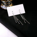 Silver Mismatched Triple Chain Teardrop Long Hook Earrings view 2