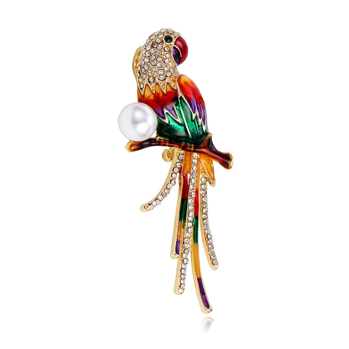 Parrot Enamel Metal Brooch Pin 5.8 x 2.4 cm for Jackets and Lapels