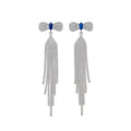 Crystal Bow Fringe Earrings in Pink and Blue with Crystal Accents view 5