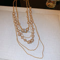 Gold Multi Layer Champagne Pearl Chain Long Necklace view 6