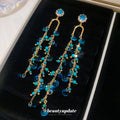 Blue And Green Beaded Tassel Drop Earrings Jewelry view 3