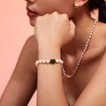 Freshwater Pearl Bracelet With Stone Accent OT Clasp view 4