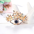 Blue Gold Tone Eye Crystal Metal Brooch Pin for Jackets and Lapels view 3