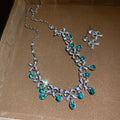 Silver Rhinestone Teardrop Necklace Bow Earring Sets view 7