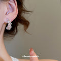 Silver Tone Crystal Floral Wreath Stud Earrings Jewelry Pair view 3