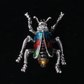 Silver Tone Crystal Beetle Brooch With Colorful Enamel Wings view 4