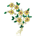 Crystal Flower Bouquet Brooch In White And Yellow Decorative Lapel Pin view 2