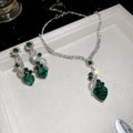 Rhinestone Heart Pendant Necklace Earring Set 3 Colors view 6