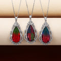 Silver Tone Gradient Crystal Teardrop Pendant Necklace view 4