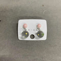 Pastel Round Bead and Translucent Smoky Disc Drop Earrings view 6