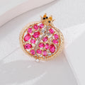 Pink Crystal Pomegranate Gold Tone Metal Brooch Pin for Jackets view 5