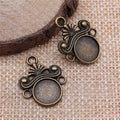Round Cabochon Earring Connector Setting in Antique Bronze and Antique Silver Metal view 4