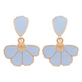 White Enamel Fan Petal Drop Earrings Fashion Jewelry for Women view 5