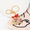 Rhinestone Pig Keychain Gold Metal Bow Four Color Options view 7