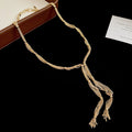 Gold Multi Strand Tassel Y Necklace Ball Square Styles view 7