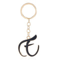 Black Enamel Gold Outline Script Letter Keychain Alphabet view 10
