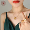 Perfume Bottle Pendant Necklace Faux Pearl Top Cap view 3
