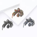 Crystal Orchid Brooch with Curved Petals and Teardrop view 2