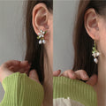 Green Vine Pearl Floral Bracelet Necklace and Earring Collection view 4