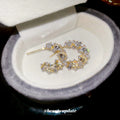 Silver Tone Crystal Floral Wreath Stud Earrings Jewelry Pair view 4