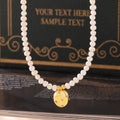 Freshwater Pearl Strand Necklace Gold Disc Star Pendant view 2