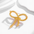 Gold Tone Ribbon Bow Metal Brooch Pin 4.6 cm for Jackets and Lapels view 3