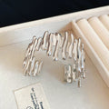Irregular Geometric Open Cuff Bangles Gold Silver Metal view 8