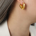 Smooth Heart Pendant Necklace And Matching Heart Hoop Earrings view 7