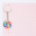 Silver Tone Colorful Swirl Lollipop Novelty Keychains view 5