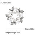 Floral Wreath Brooch with Faux Pearls and Crystal Leaves view 7